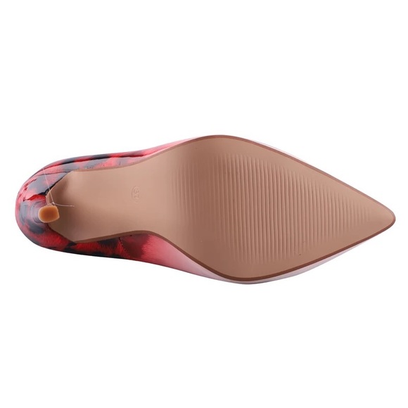 Ombre White and Red Leopard High Heels - Picture 4 of 6